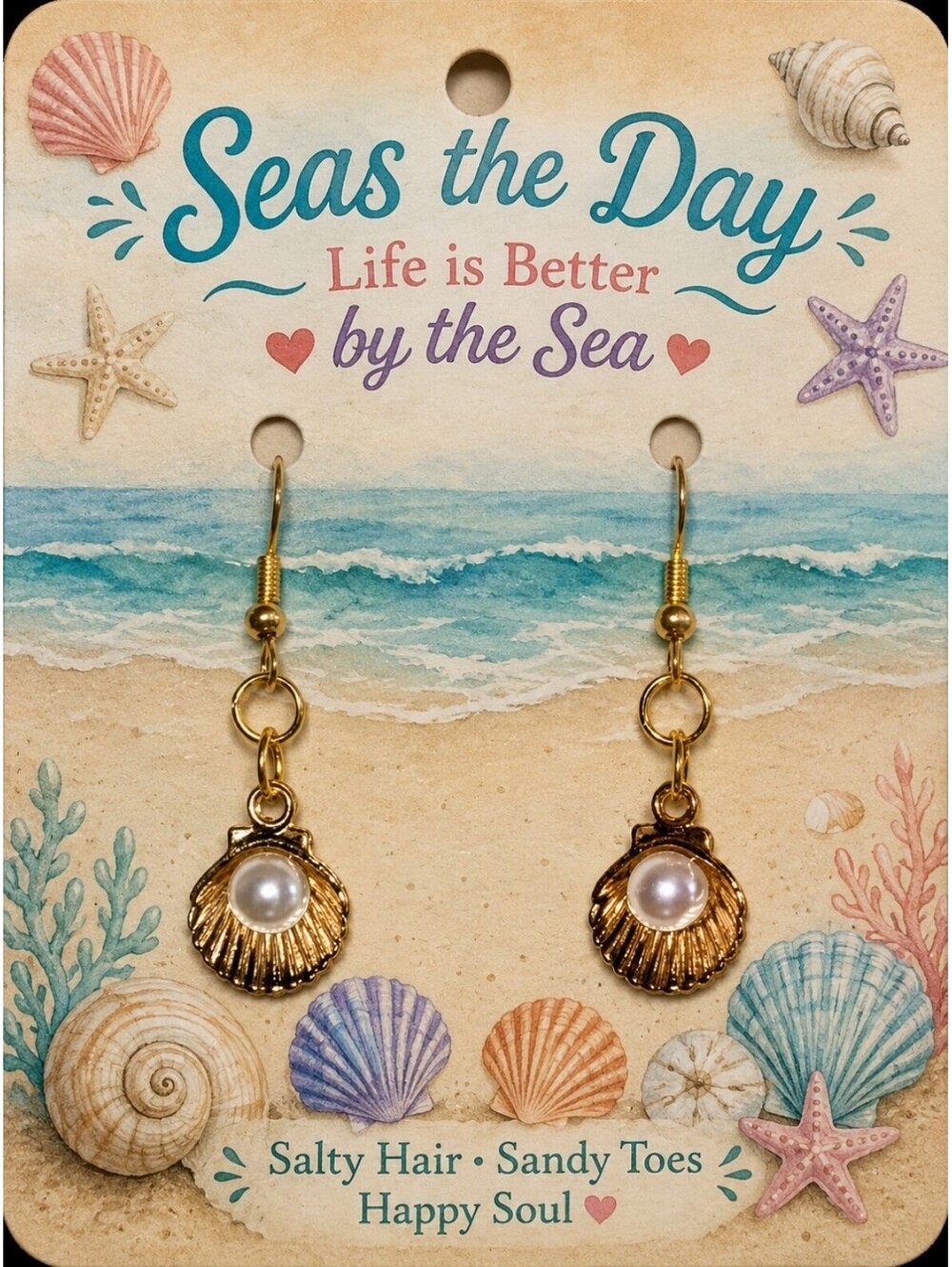 The Little Mermaid Ocean Treasures Clam Pearl Beach Seashell Earrings